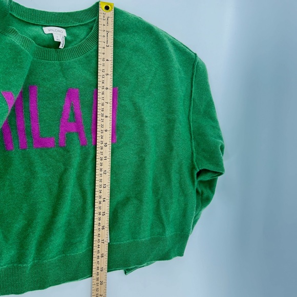 Anthropologie Pilcro The Alani Cashmere Crop crewneck Sweater "MILAN" Green SzL - Picture 6 of 9